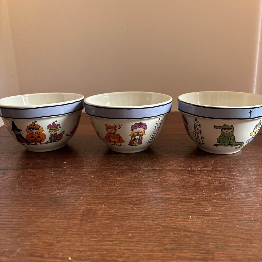 Halloween‎ Cereal Bowls GOBLINS by Ursula Dodge for Signature Set of 3